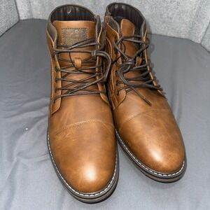 B-52 by Bullboxer Men's Cognac Lace Up/Zip Boots‎ Size 13 Brown